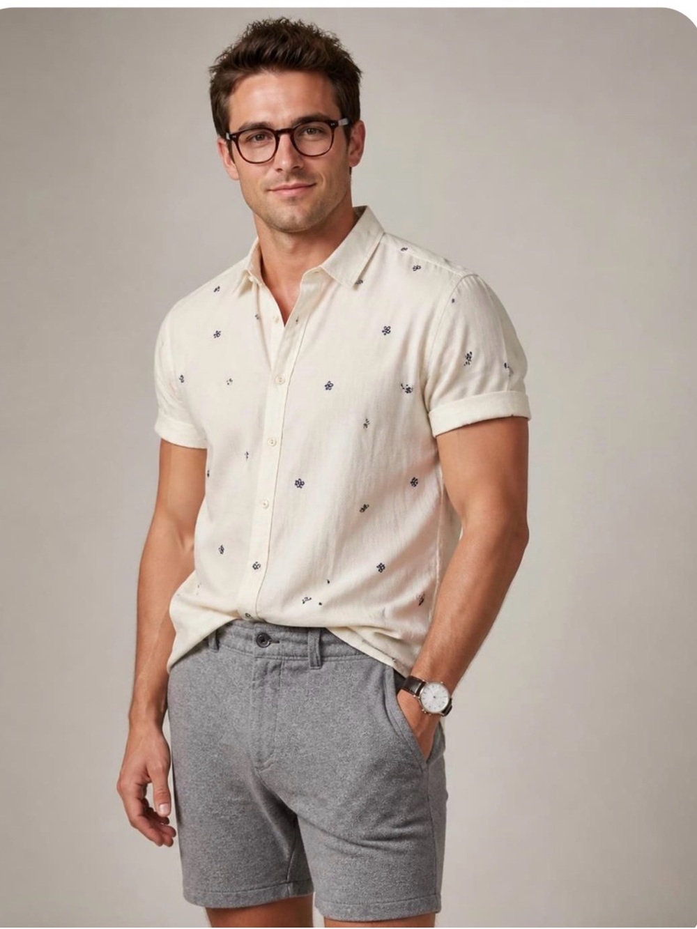 PTO Grey Flat Front Men’s Shorts